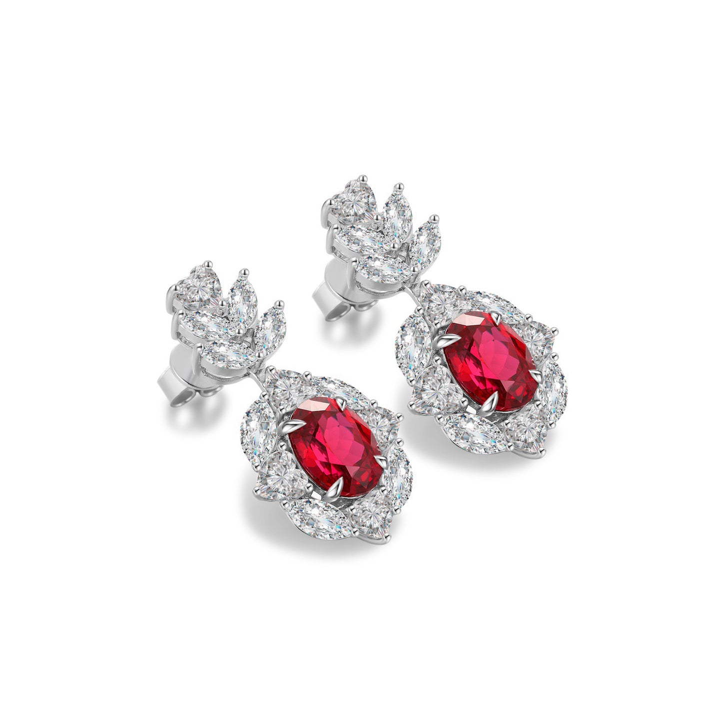 s925 sterling silver lab ruby/sapphire/emerald/paraiba/cobalt spinel & cz diamond earrings