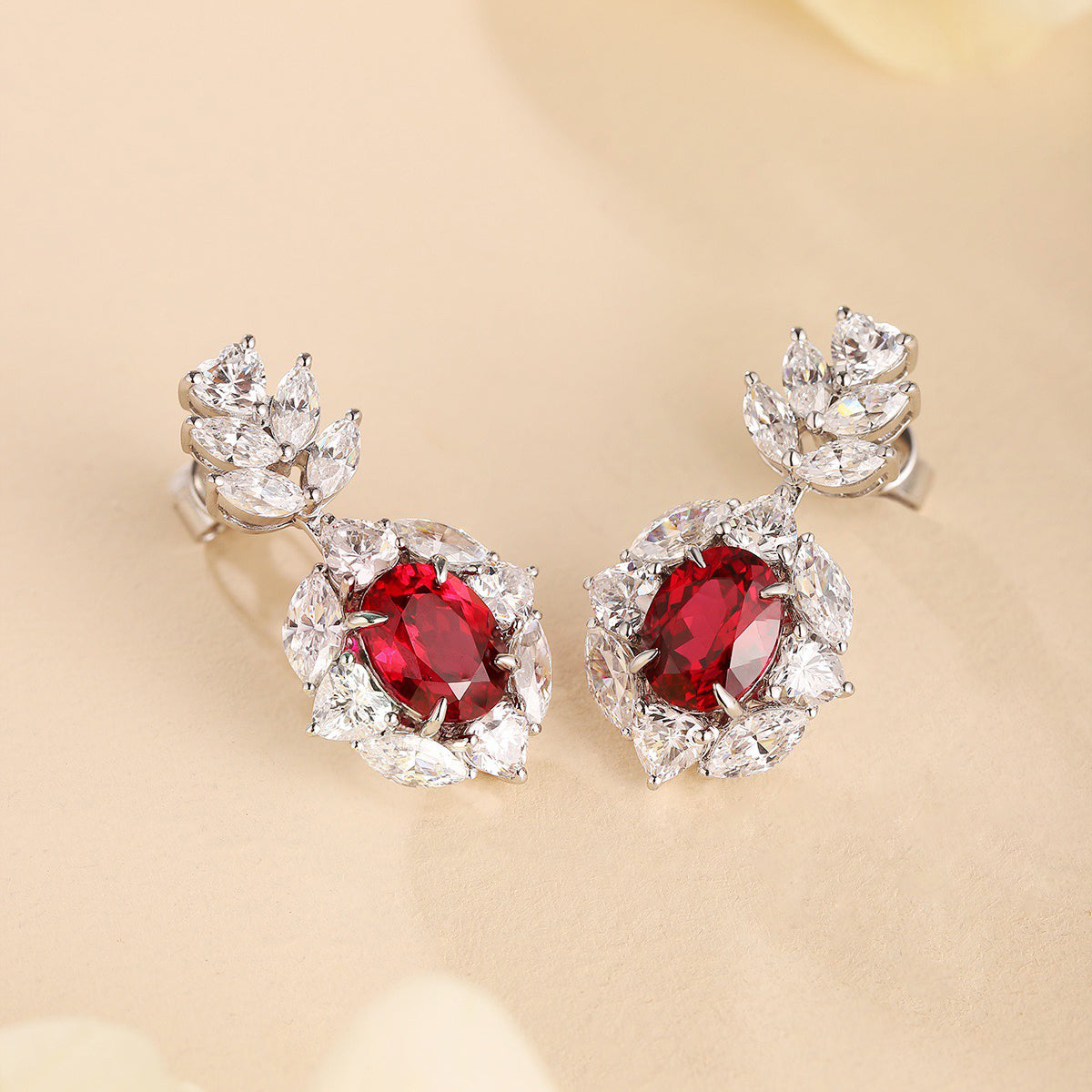 s925 sterling silver lab ruby/sapphire/emerald/paraiba/cobalt spinel & cz diamond earrings