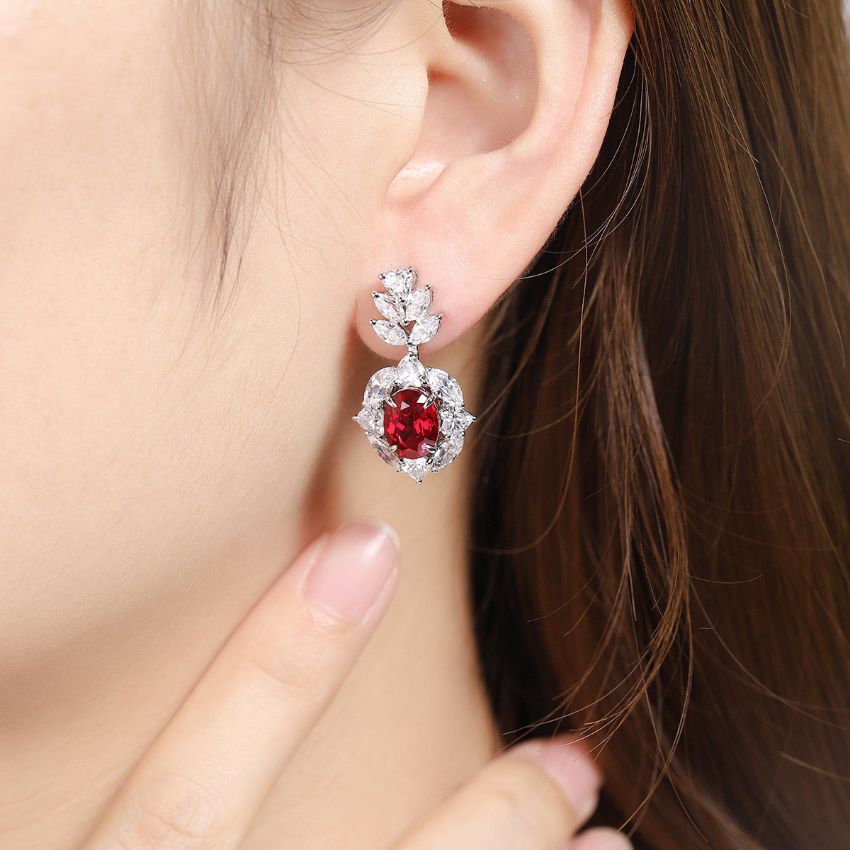 s925 sterling silver lab ruby/sapphire/emerald/paraiba/cobalt spinel & cz diamond earrings