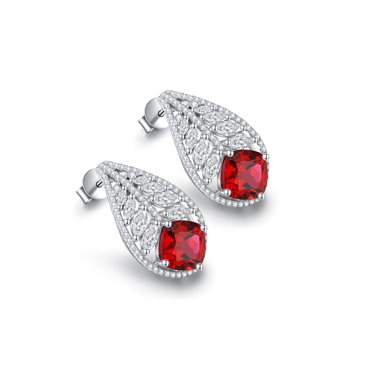 s925 sterling silver lab emerald/ruby/sapphire/paraiba/cobalt spinel & cz diamond earrings