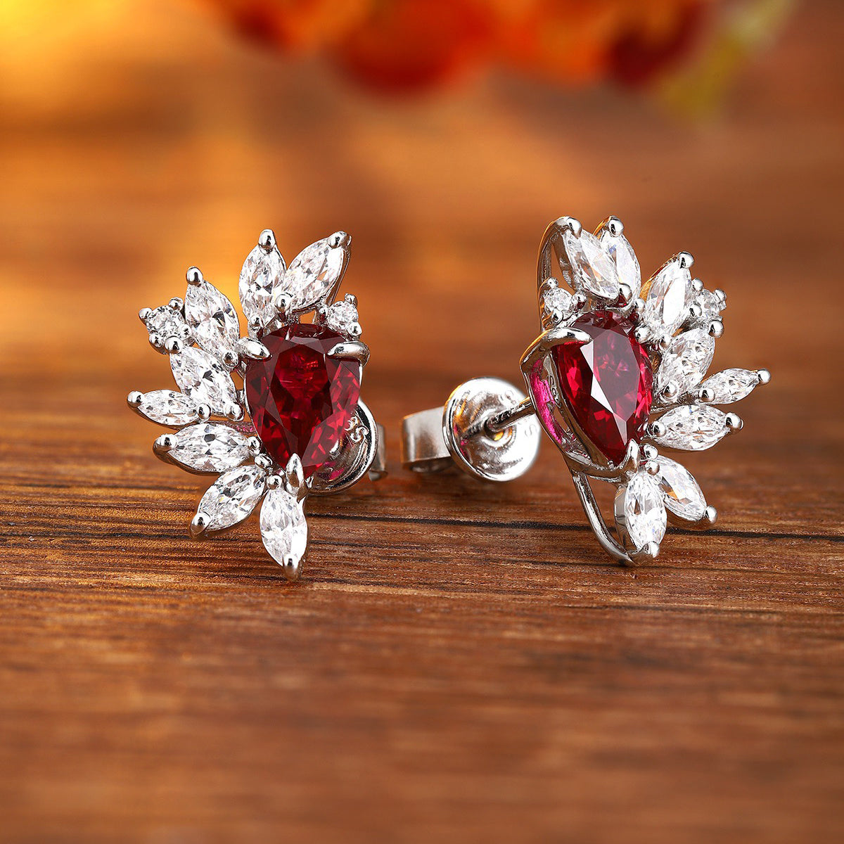 s925 sterling silver lab ruby/sapphire/emerald/paraiba & cz diamond stud earrings