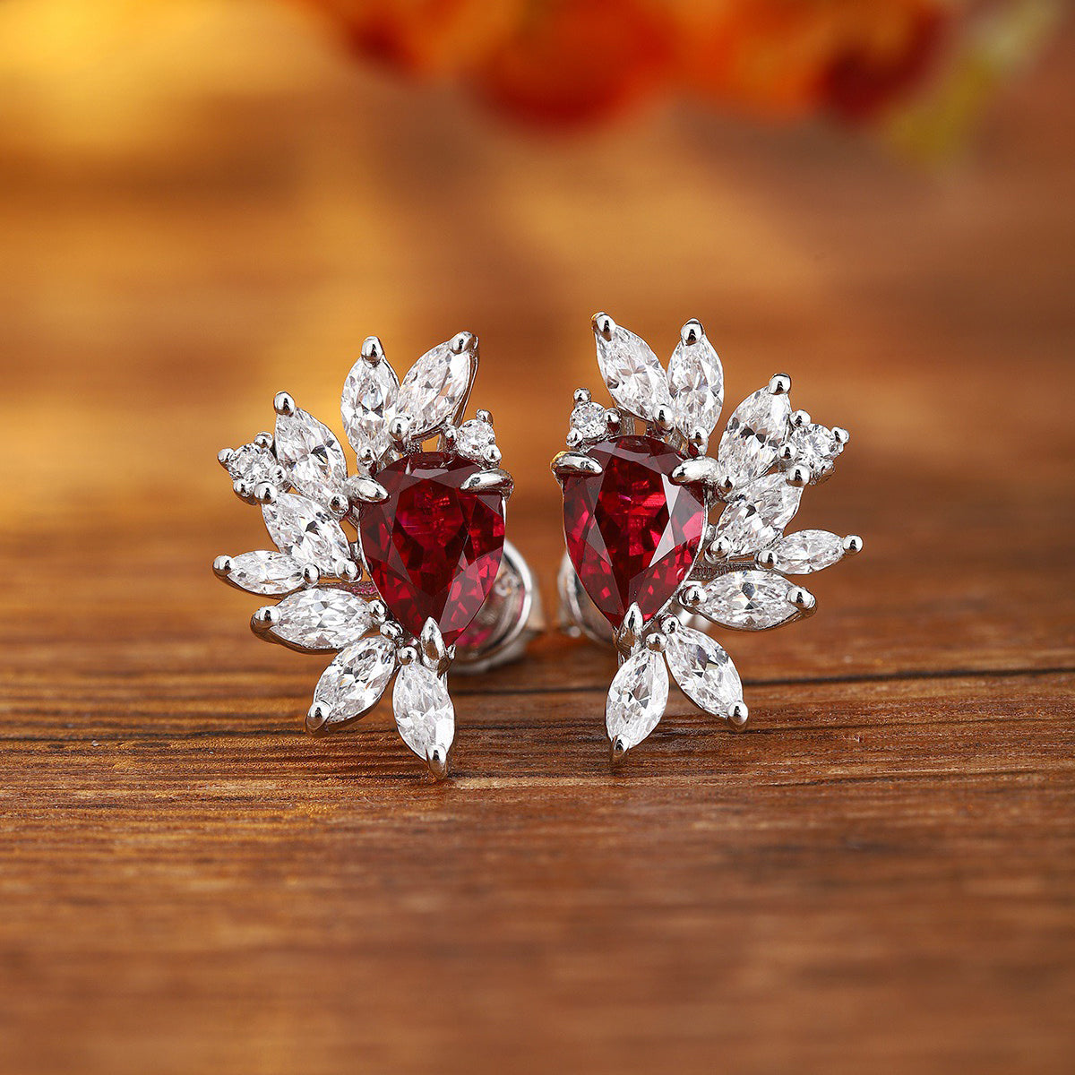 s925 sterling silver lab ruby/sapphire/emerald/paraiba & cz diamond stud earrings