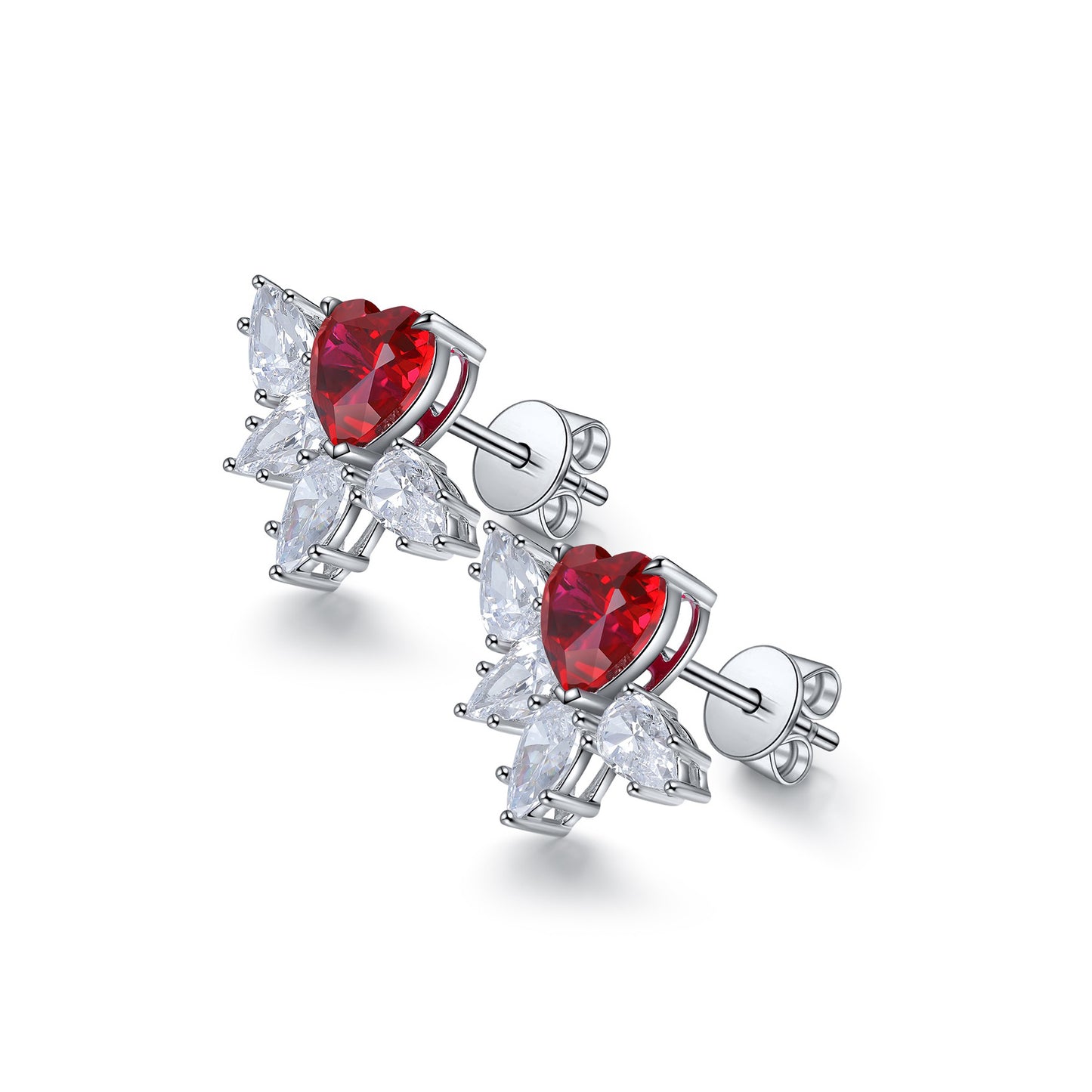 925 sterling silver lab ruby/sapphire/emerald/paraiba/coblat spinel & cz diamond stud earrings