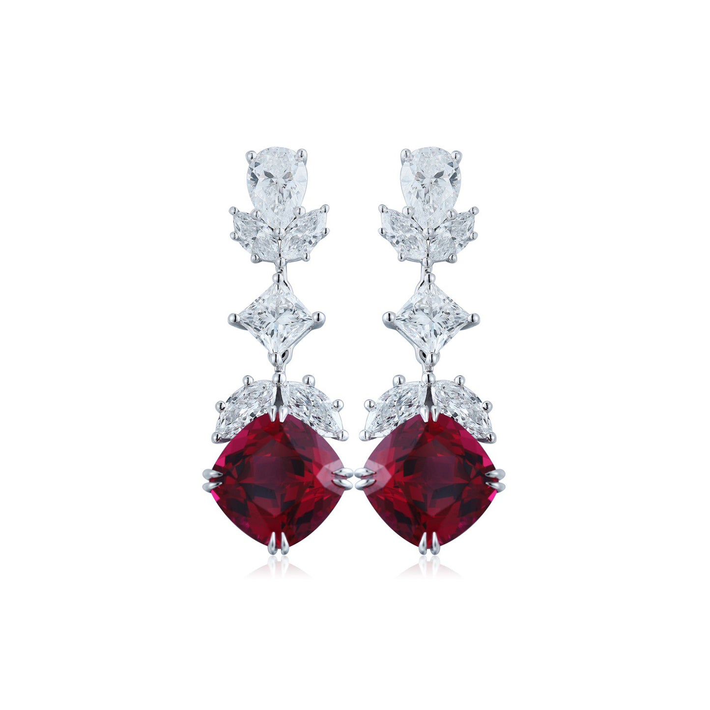 s925 sterling silver lab paraiba/ruby/sapphire/emerald/cobalt spinel & cz diamond earrings