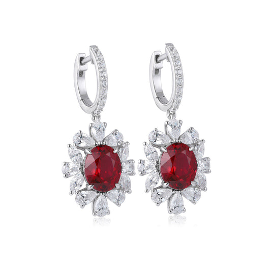 S925 Sterling Silver Lab Ruby/Emerald/Sapphire/Cobalt Spinel/Paraiba & CZ Diamond Earrings