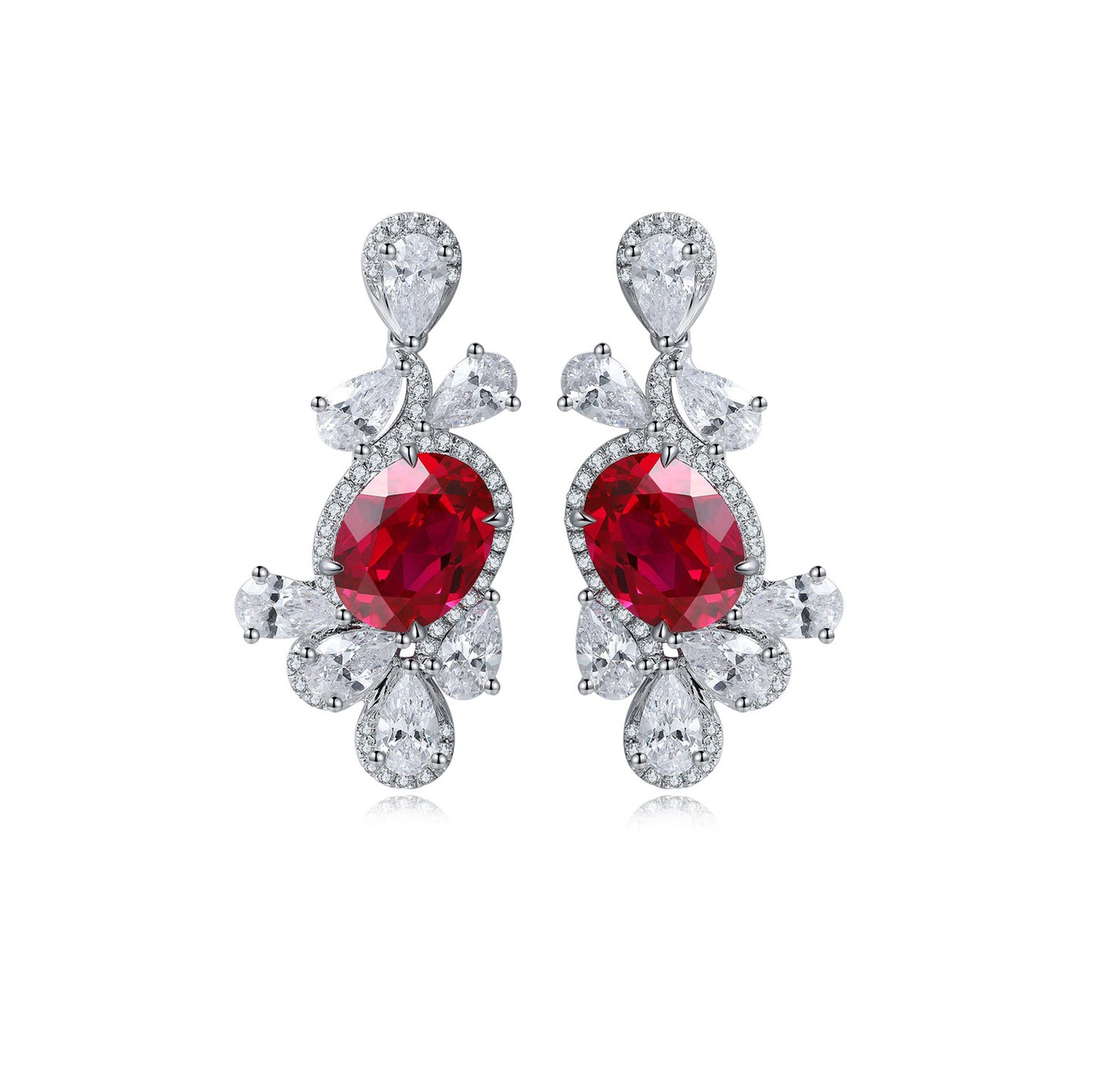 s925 sterling silver lab sapphire/ruby/emerald/paraiba/cobalt spinel & cz diamond earrings
