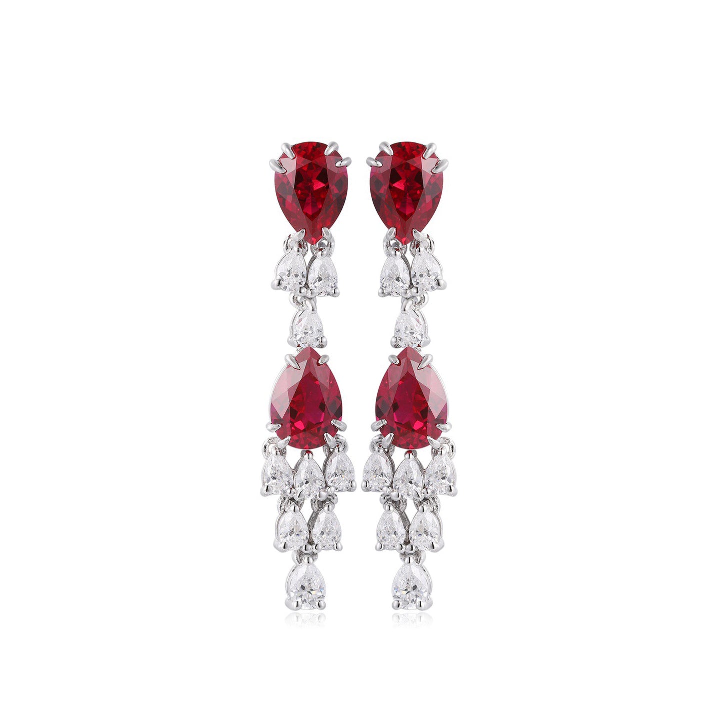 s925 sterling silver lab emerald/ruby/sapphire/paraiba/cobalt spinel & cz diamond earrings