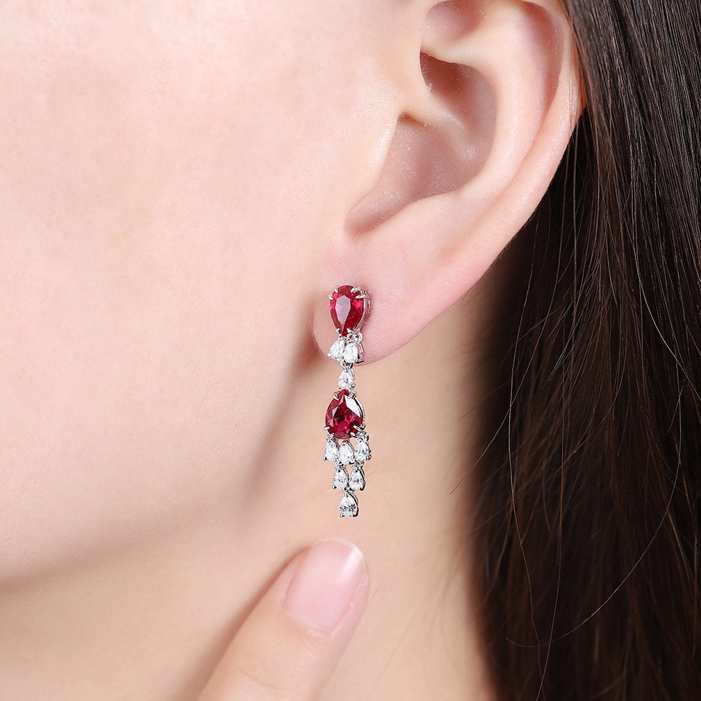 s925 sterling silver lab emerald/ruby/sapphire/paraiba/cobalt spinel & cz diamond earrings