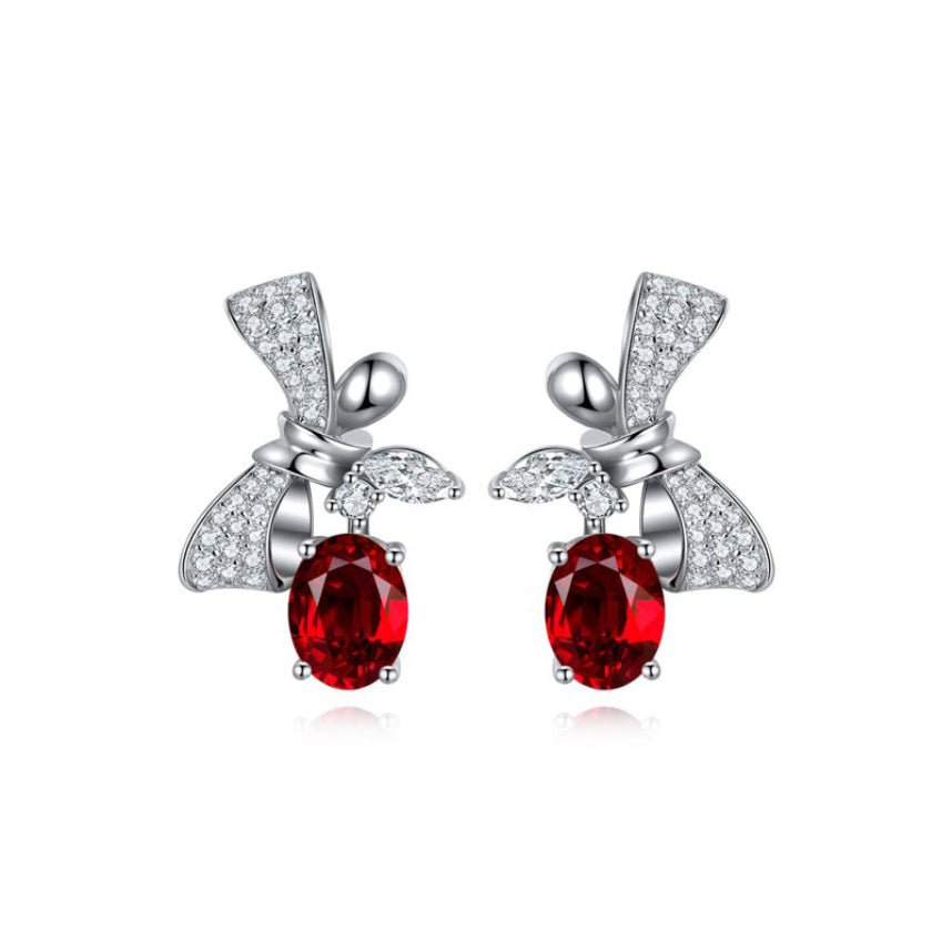 s925 sterling silver lab ruby/sapphire/emerald/paraiba/cobalt spinel & cz diamond earrings