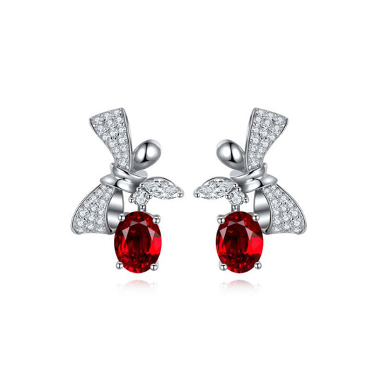 S925 Sterling Silver Lab Ruby/Sapphire/Emerald/Paraiba/Cobalt Spinel & CZ Diamond Earrings