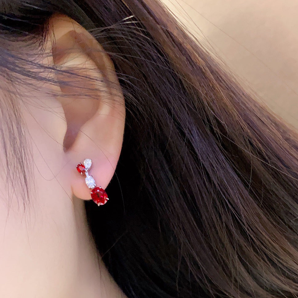 s925 sterling silver lab sapphire/ruby/emerald/paraiba/cobalt spinel & cz diamond earrings