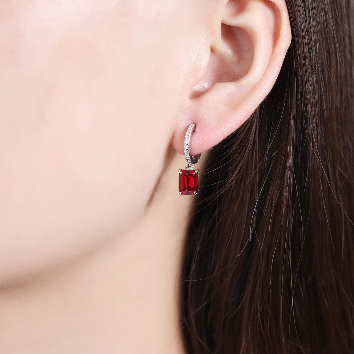 s925 sterling silver lab paraiba/ruby/sapphire/emerald/cobalt spinel & cz diamond earrings