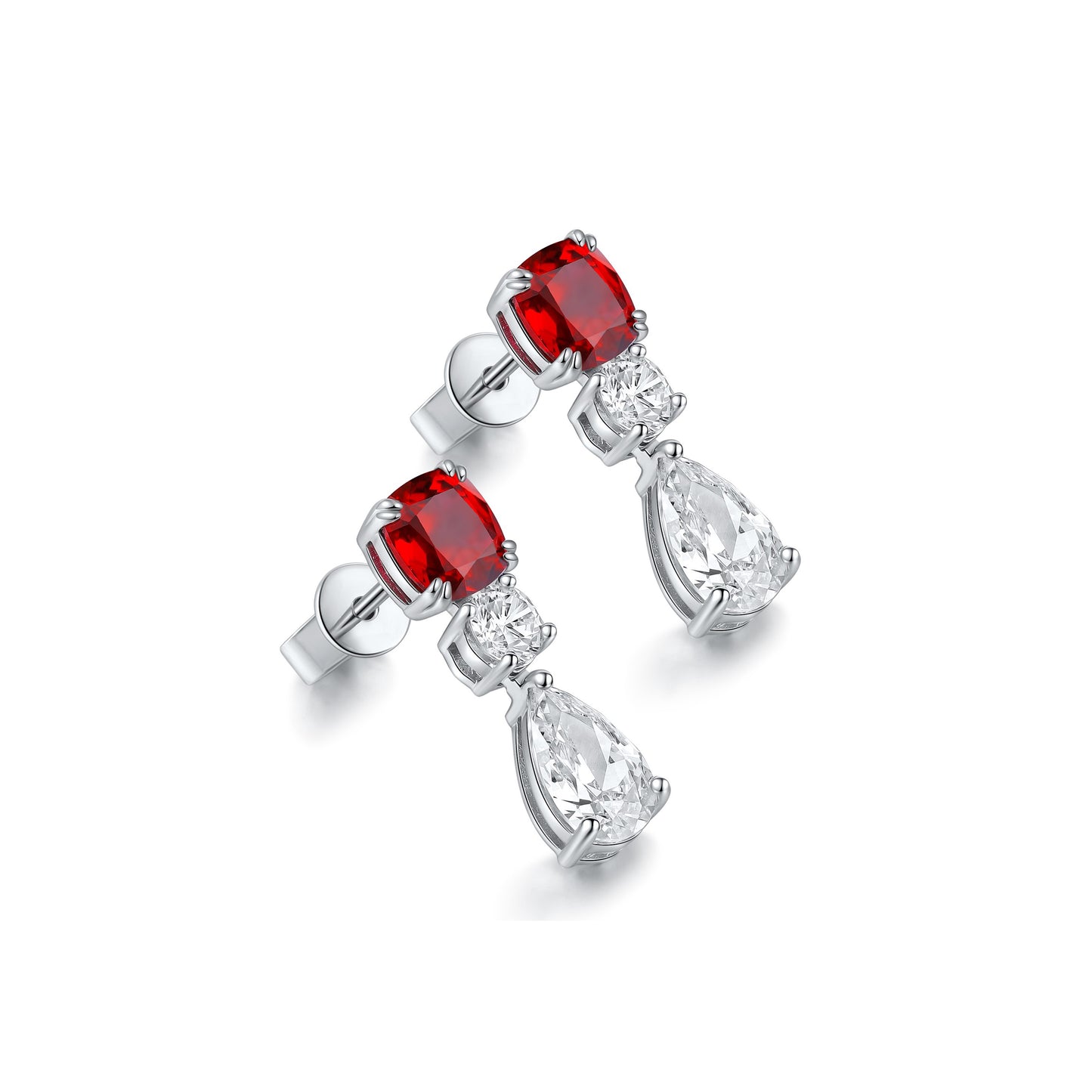 s925 sterling silver lab ruby/sapphire/emerald/paraiba/cobalt spinel & cz diamond earrings