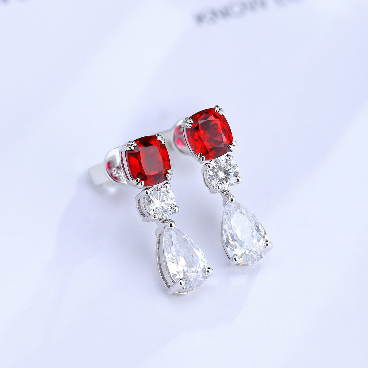 s925 sterling silver lab ruby/sapphire/emerald/paraiba/cobalt spinel & cz diamond earrings