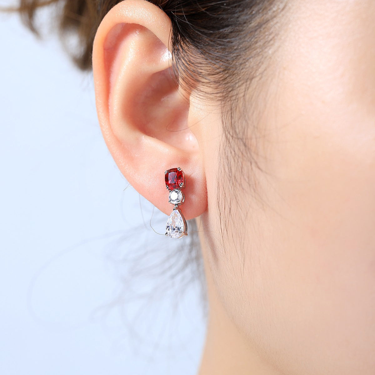 s925 sterling silver lab ruby/sapphire/emerald/paraiba/cobalt spinel & cz diamond earrings