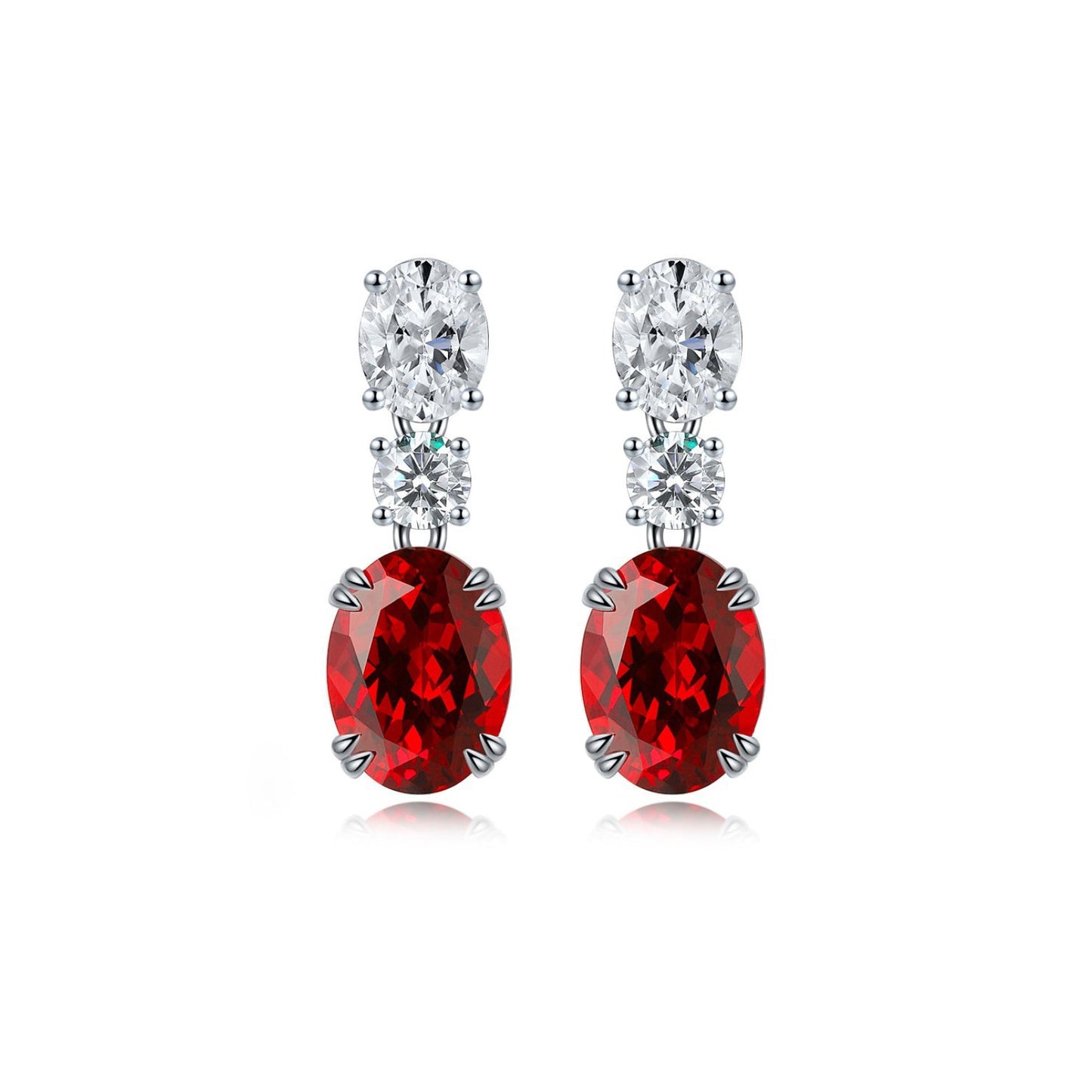 s925 sterling silver lab ruby/sapphire/emerald/paraiba/cobalt spinel & cz diamond earrings