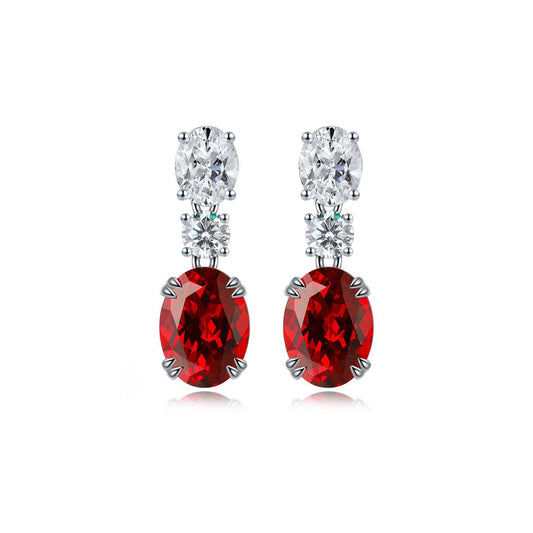 S925 Sterling Silver Lab Ruby/Sapphire/Emerald/Paraiba/Cobalt Spinel & CZ Diamond Earrings