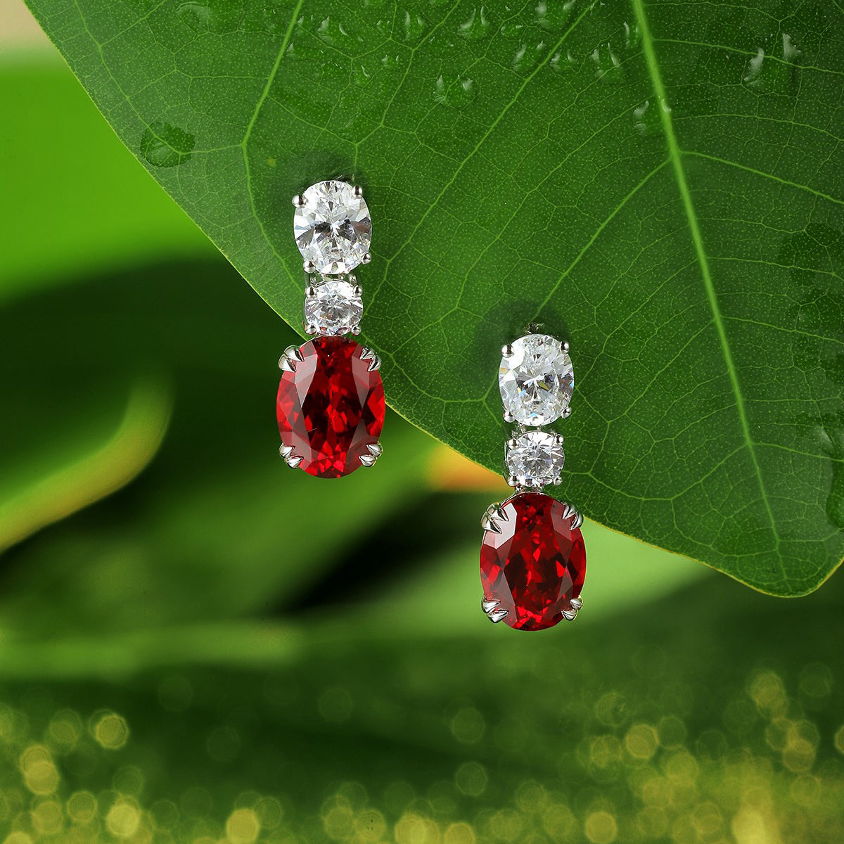 s925 sterling silver lab ruby/sapphire/emerald/paraiba/cobalt spinel & cz diamond earrings