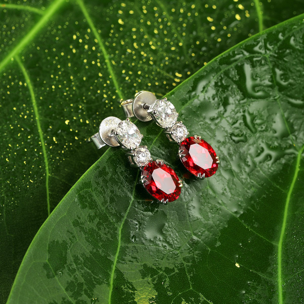 s925 sterling silver lab ruby/sapphire/emerald/paraiba/cobalt spinel & cz diamond earrings