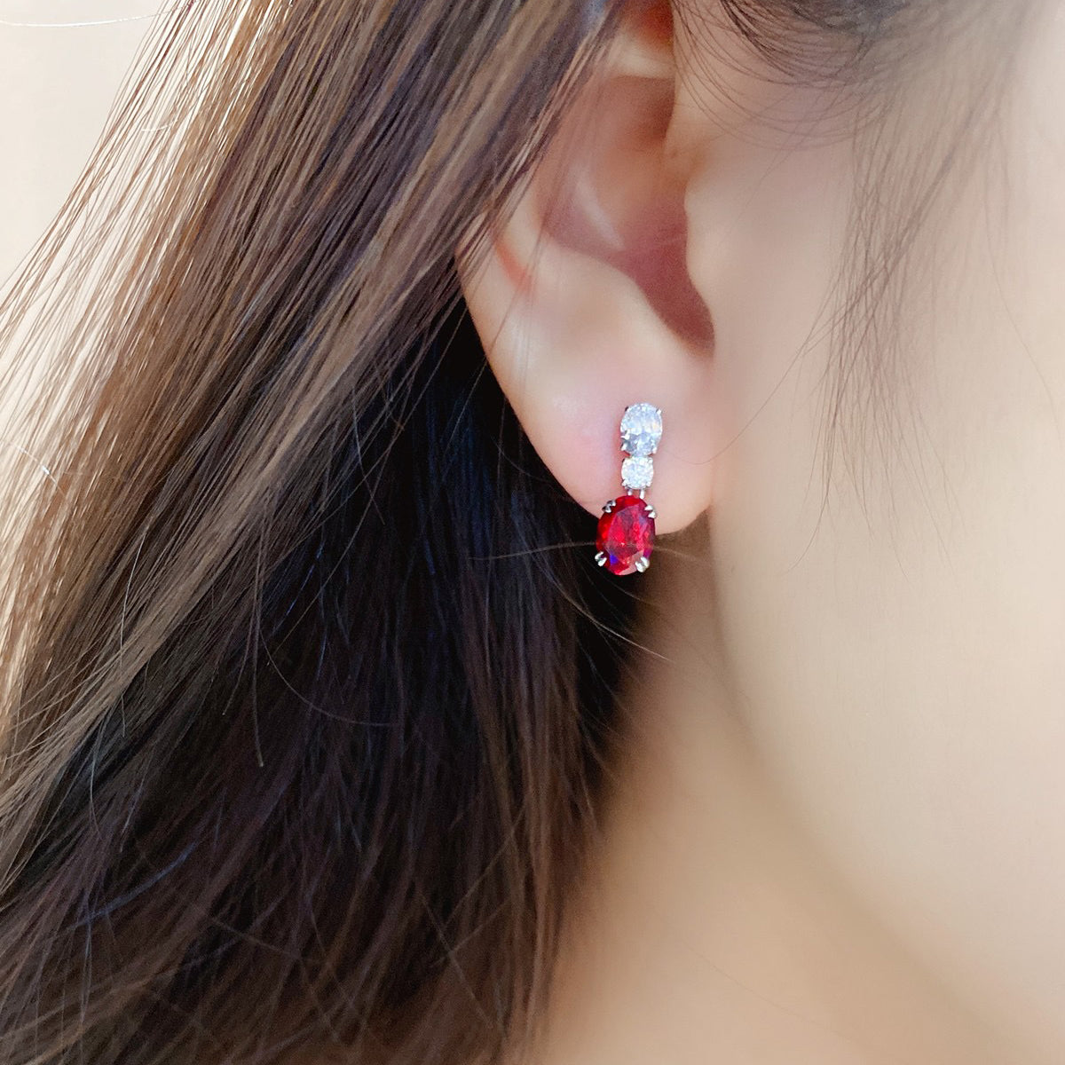 s925 sterling silver lab ruby/sapphire/emerald/paraiba/cobalt spinel & cz diamond earrings