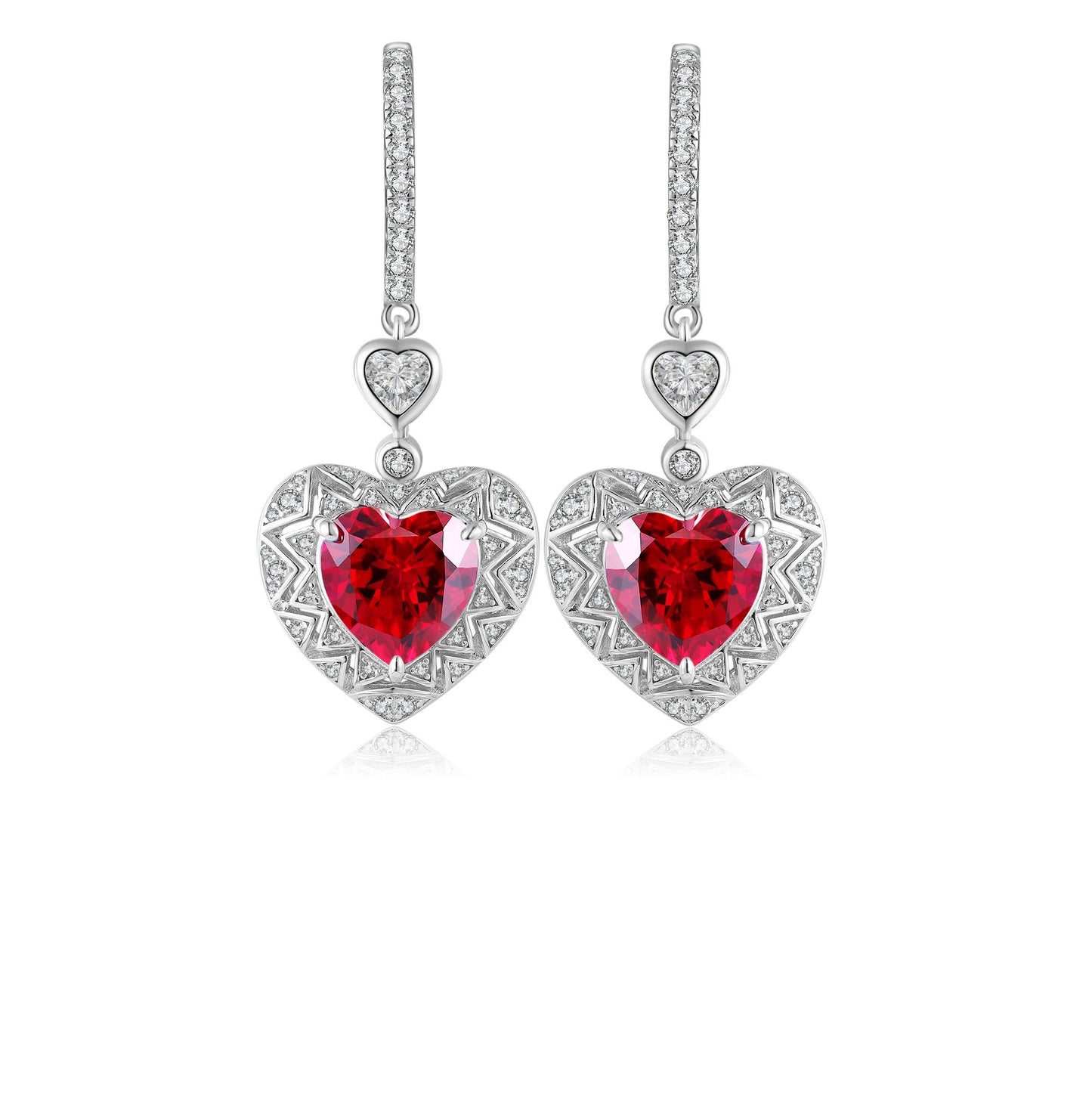 s925 sterling silver lab emerald/ruby/cobalt spinel & cz diamond earrings