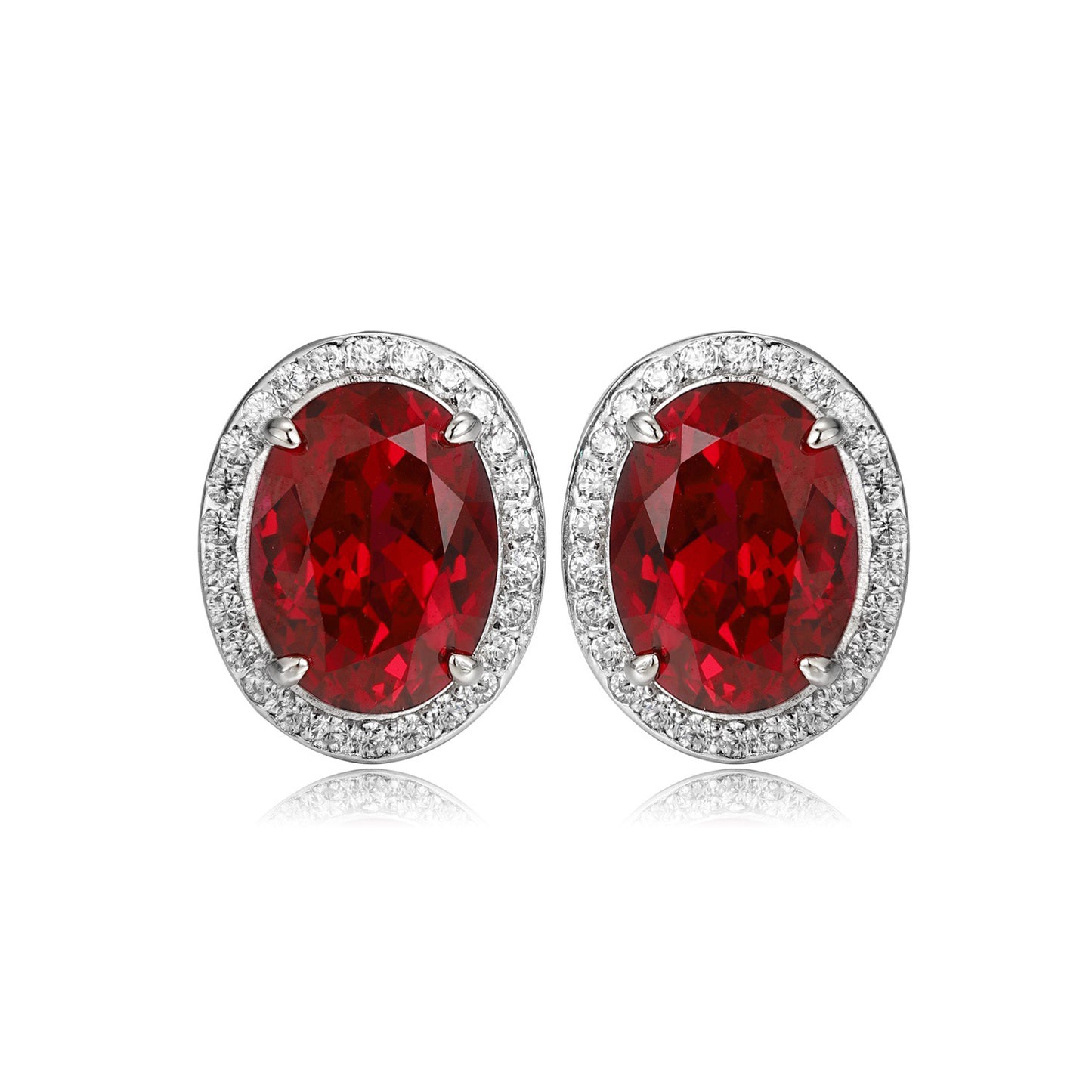 s925 sterling silver lab paraiba/ruby/emerald/sapphire & cz diamond stud earrings