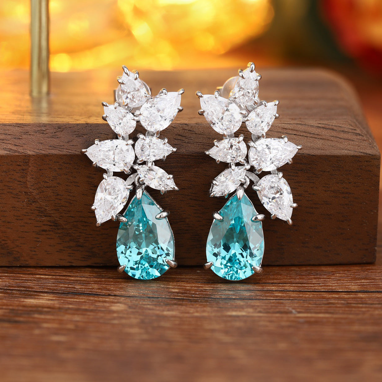 s925 sterling silver lab ruby/sapphire/emerald/paraiba & cz diamond earrings