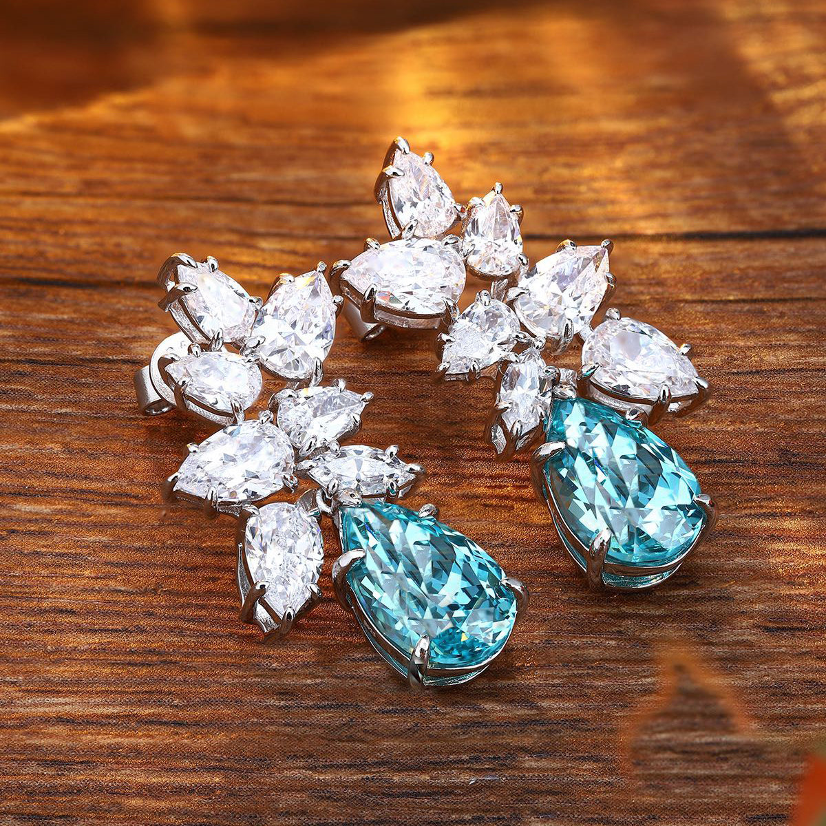 s925 sterling silver lab ruby/sapphire/emerald/paraiba & cz diamond earrings