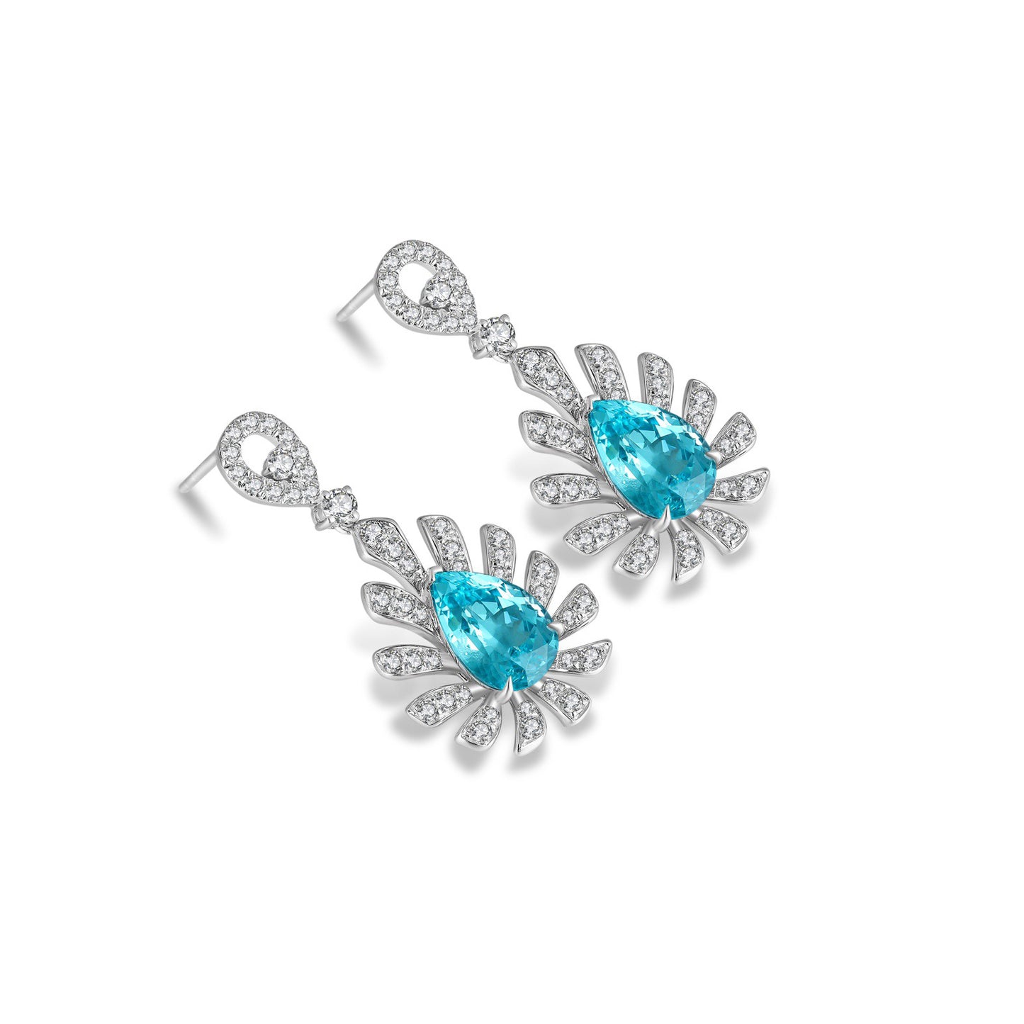 s925 sterling silver lab cobalt spinel/sapphire/emerald/ruby/paraiba & cz diamond earrings