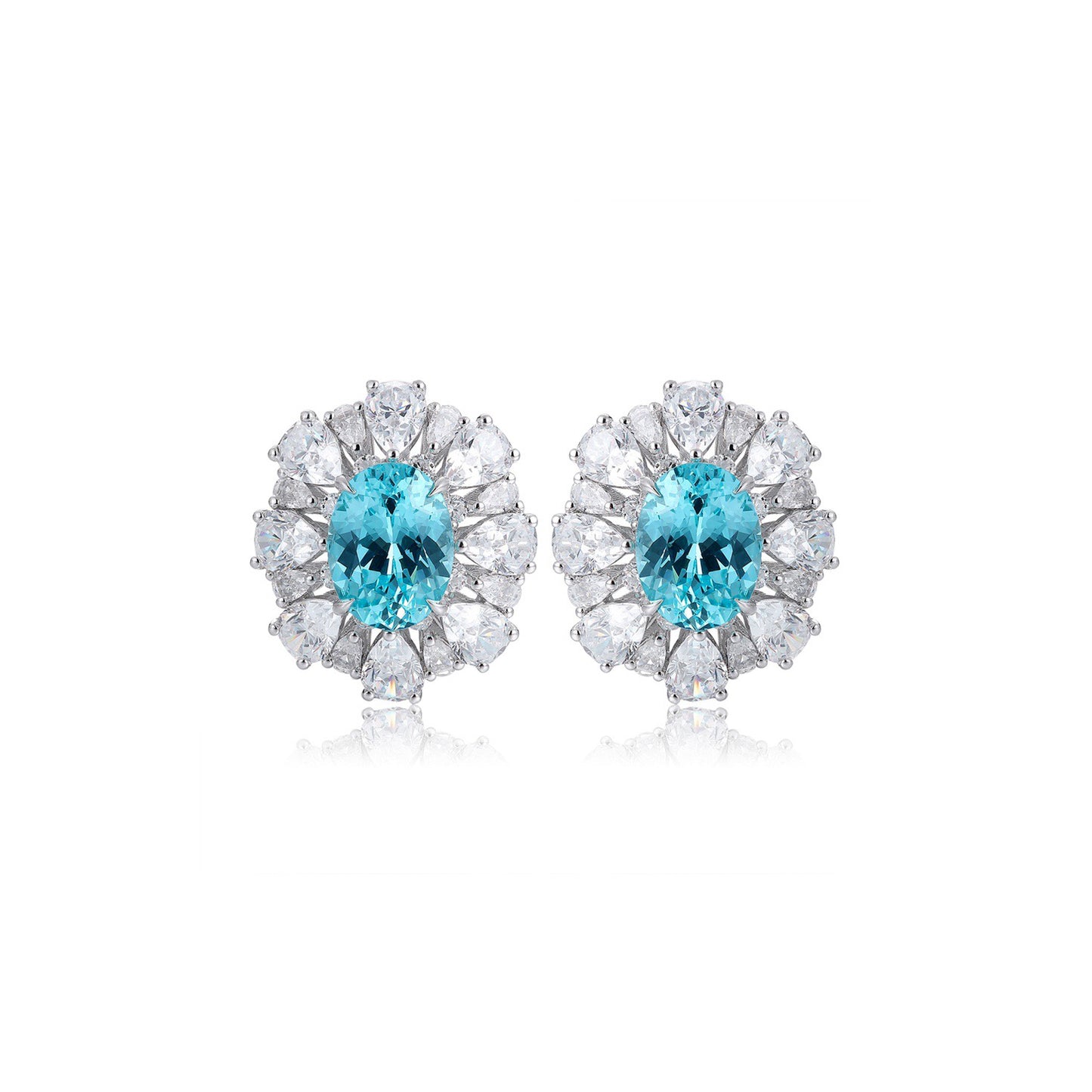 s925 sterling silver lab emerald/ruby/sapphire/paraiba & cz diamond earrings