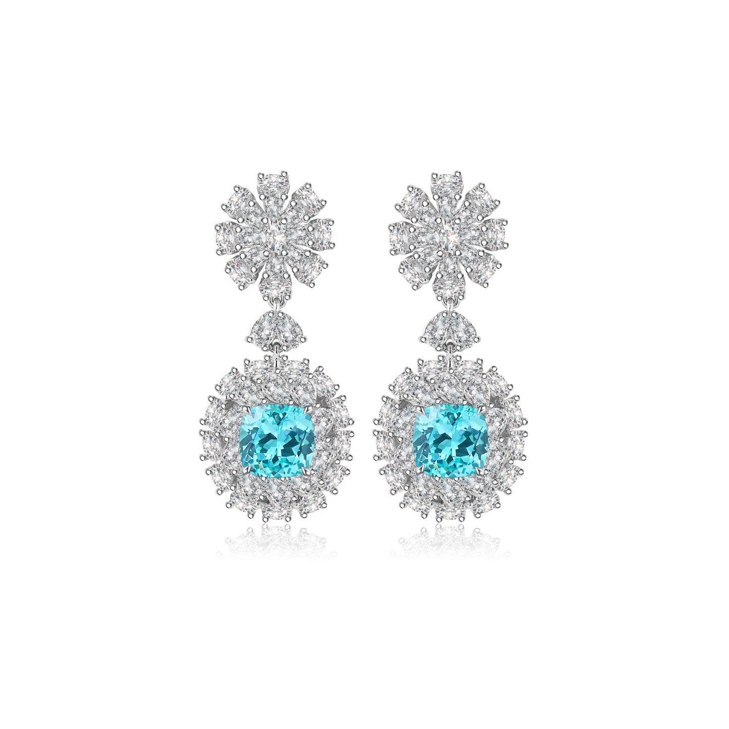 s925 sterling silver lab ruby/sapphire/emerald/paraiba & cz diamond earrings