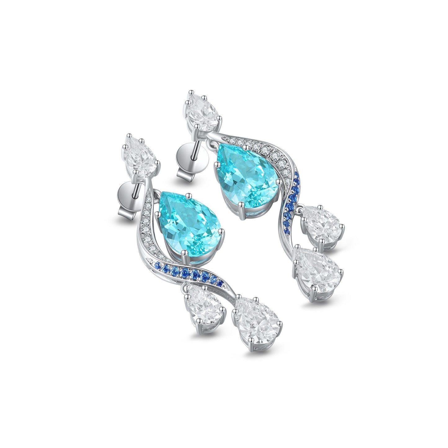 s925 sterling silver lab ruby/sapphire/emerald/paraiba & cz diamond earrings
