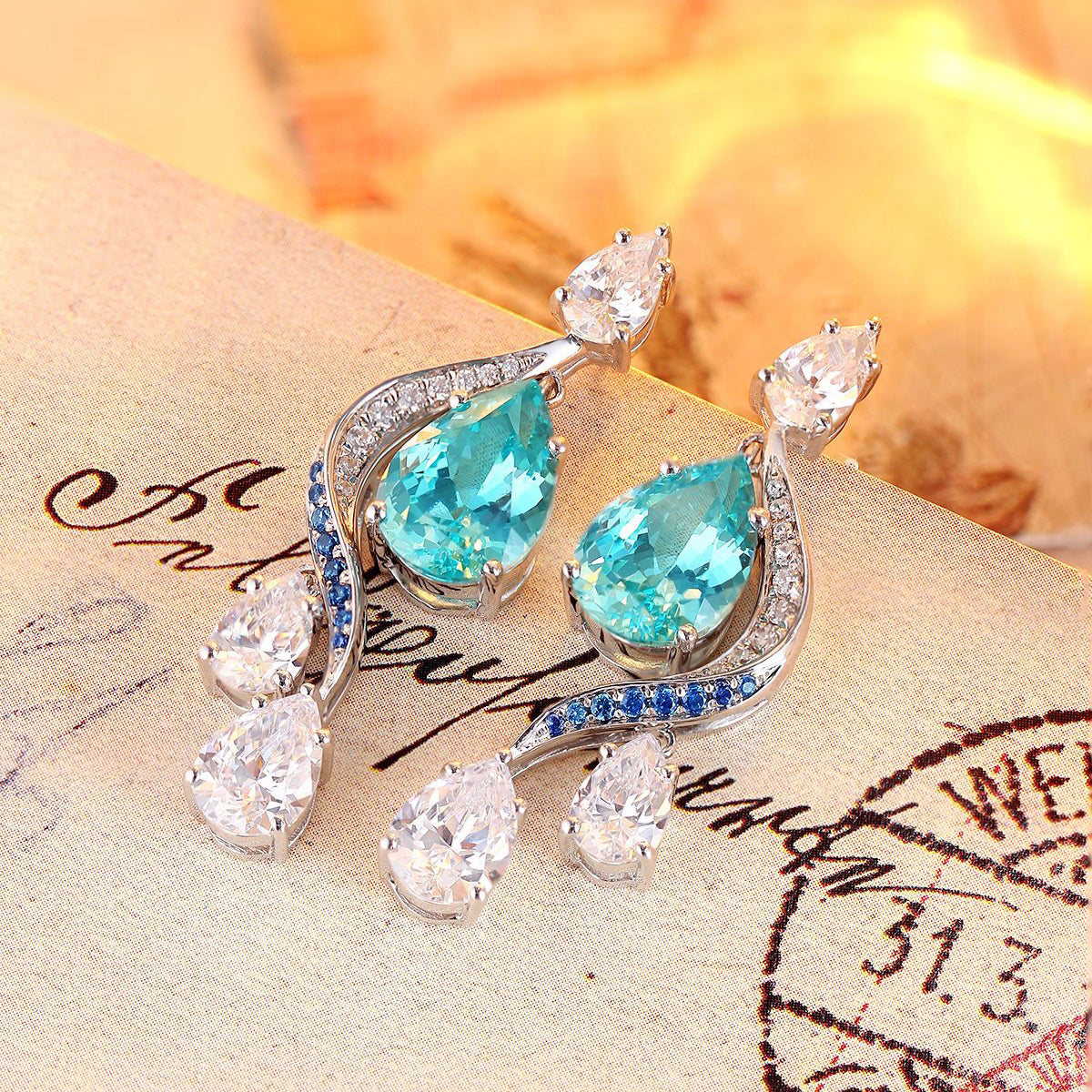 s925 sterling silver lab ruby/sapphire/emerald/paraiba & cz diamond earrings