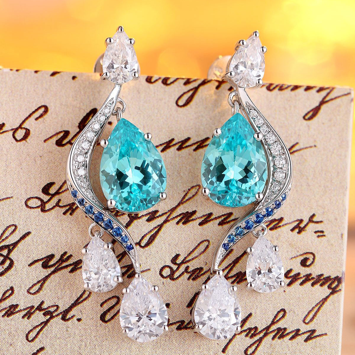 s925 sterling silver lab ruby/sapphire/emerald/paraiba & cz diamond earrings