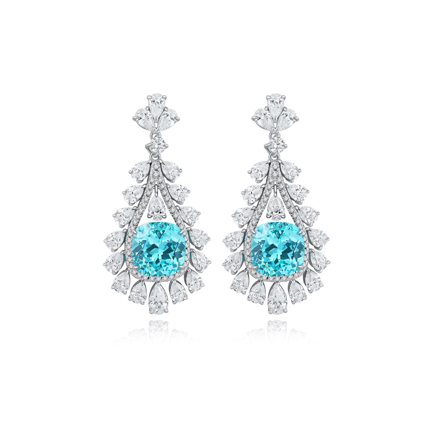 s925 sterling silver lab paraiba/emerald/sapphire/ruby & cz diamond earrings
