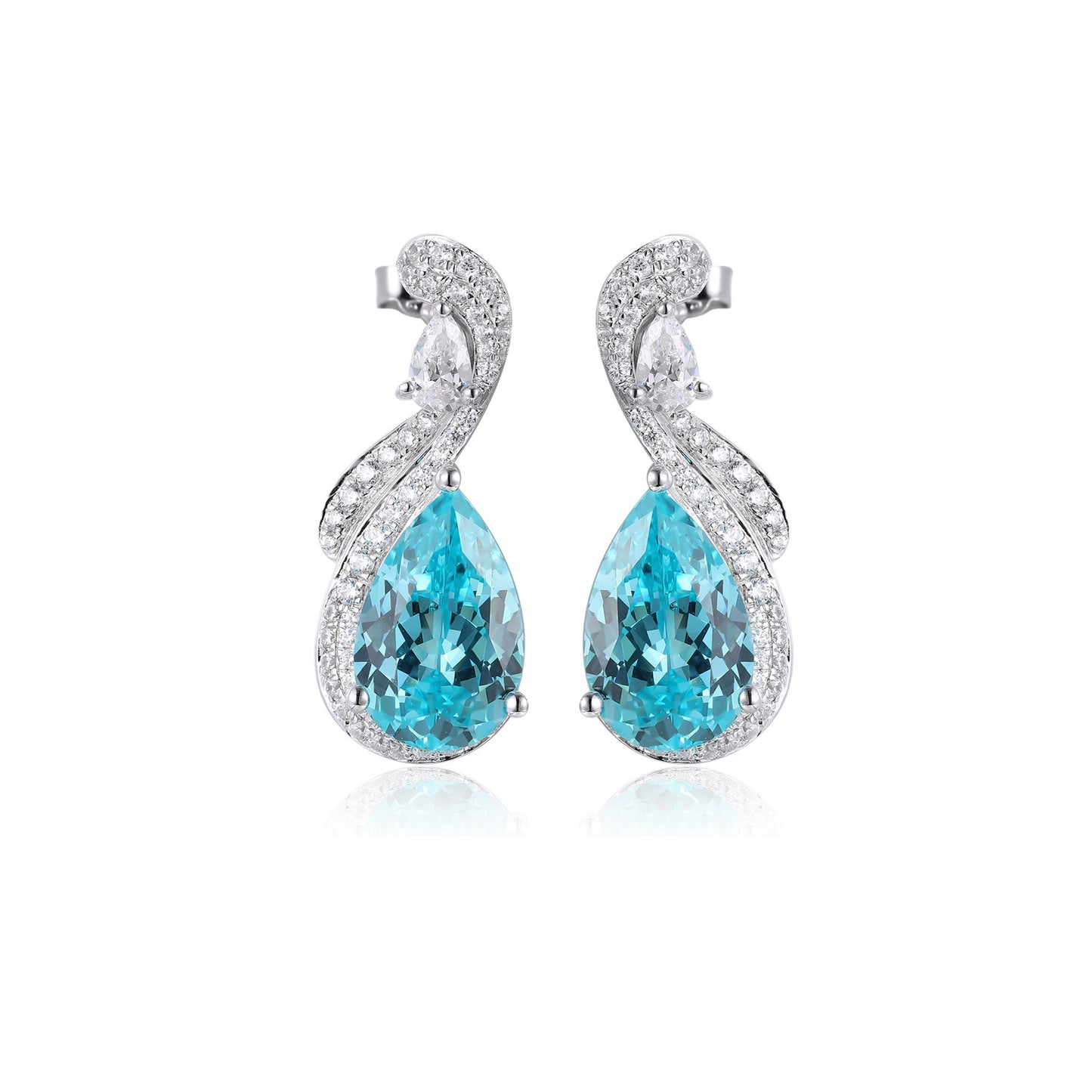 s925 sterling silver lab emerald/ruby/sapphire/paraiba/cobalt spinel & cz diamond earrings