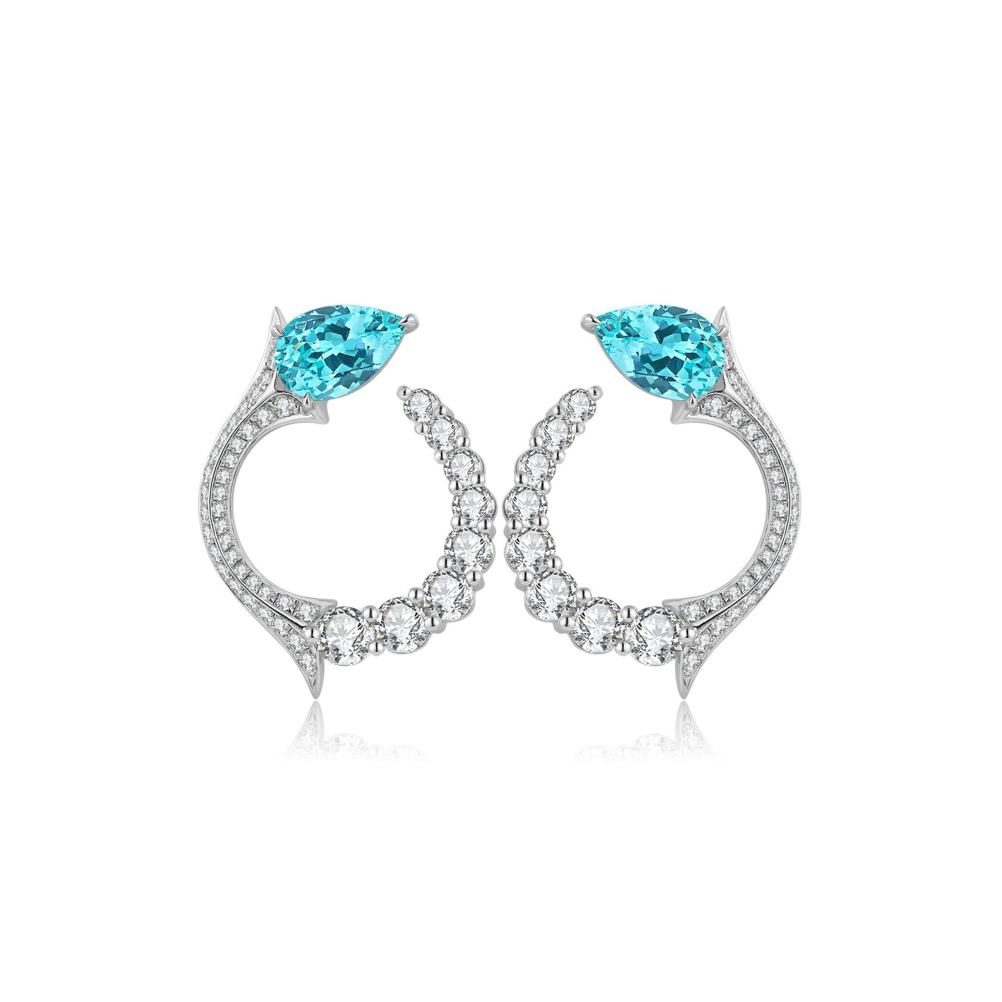 s925 sterling silver lab ruby/sapphire/paraiba/emerald & cz diamond earrings