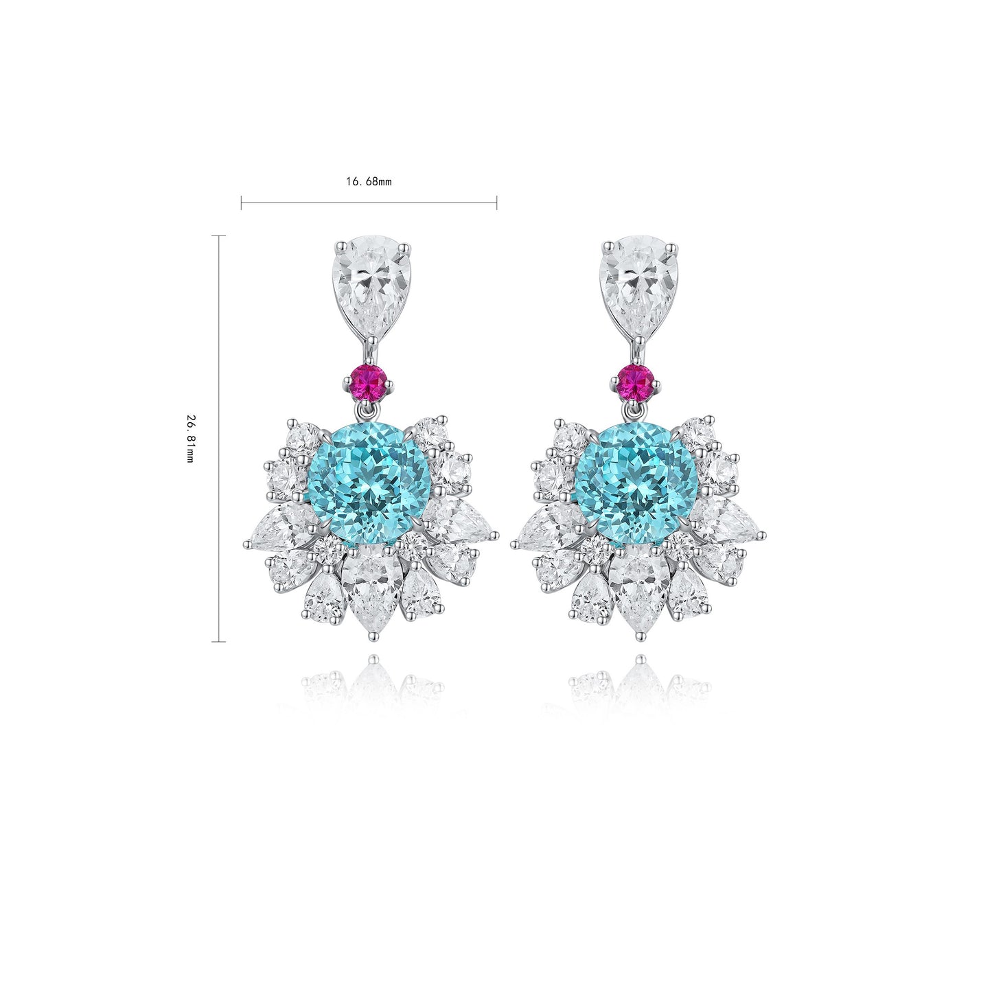 s925 sterling silver lab paraiba/ruby/sapphire/emerald/cobalt spinel & cz diamond earrings