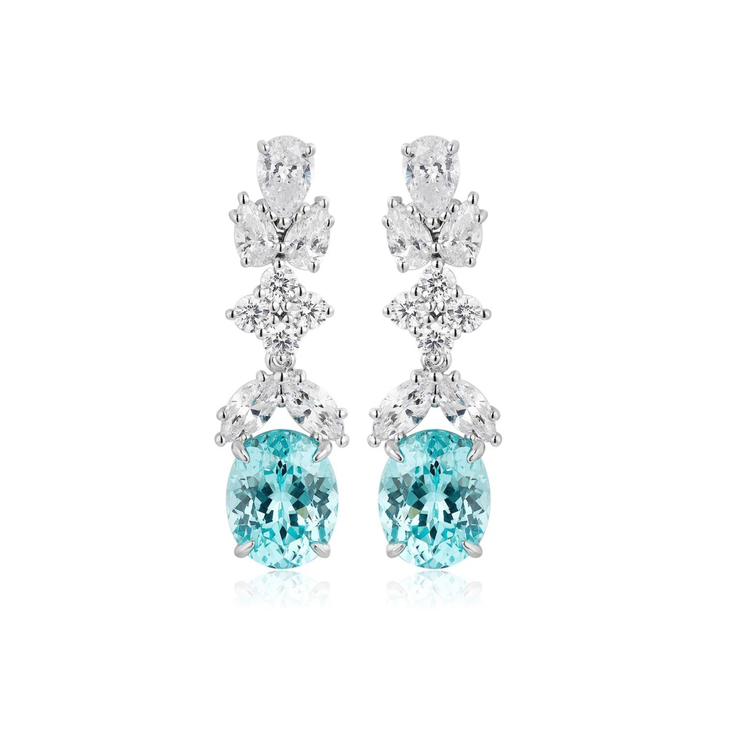 s925 sterling silver lab sapphire/emerald/ruby/paraiba/cobalt spinel & cz diamond earrings