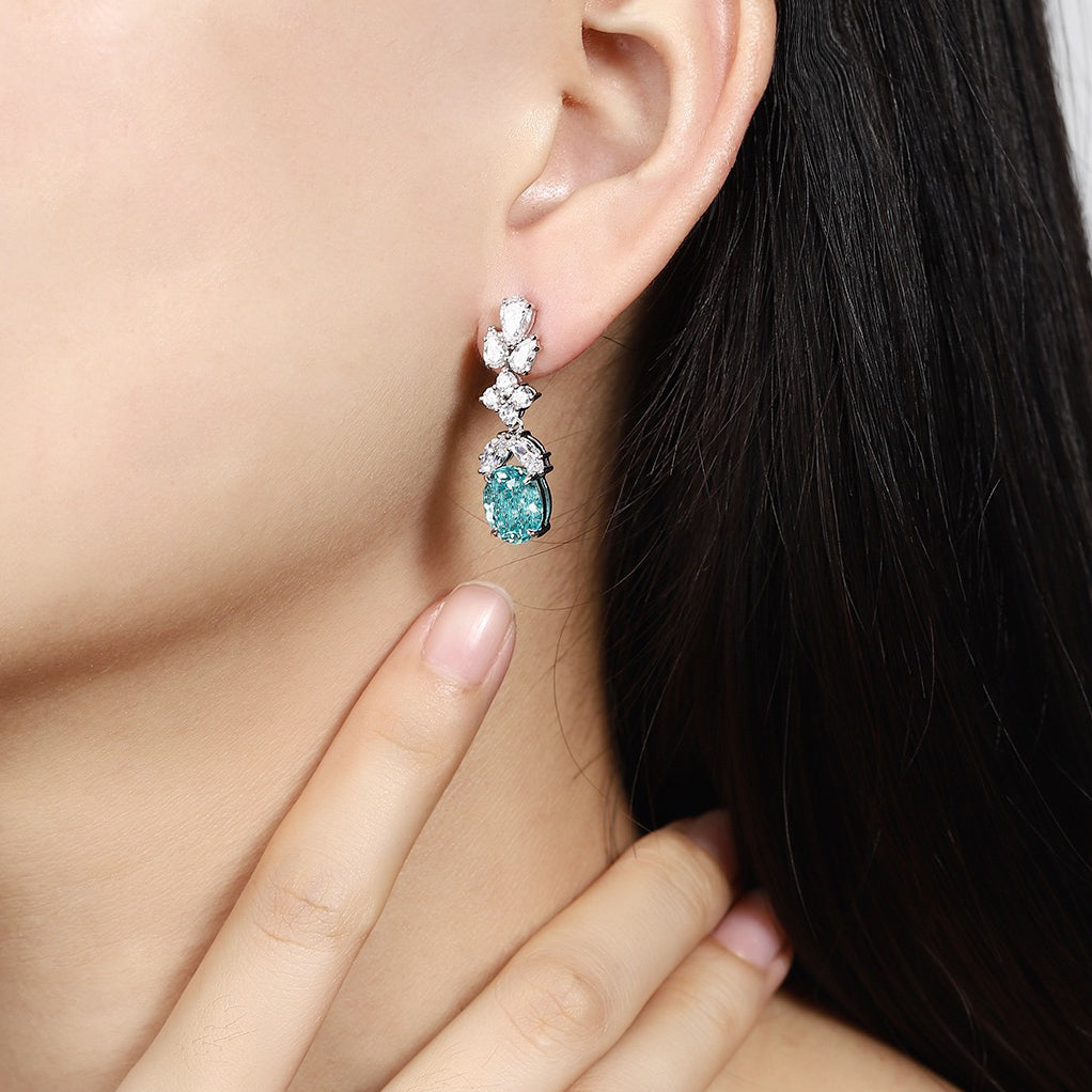 s925 sterling silver lab sapphire/emerald/ruby/paraiba/cobalt spinel & cz diamond earrings