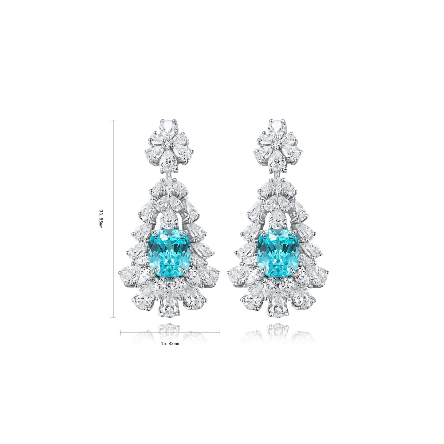 s925 sterling silver lab paraiba & cz diamond earrings