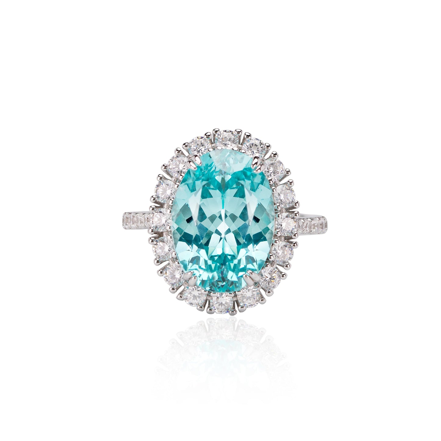 oval paraiba tourmaline ring 10.19ct,neon blue halo engagement ring,18k white gold plated sterling silver,promise anniversary gift for her