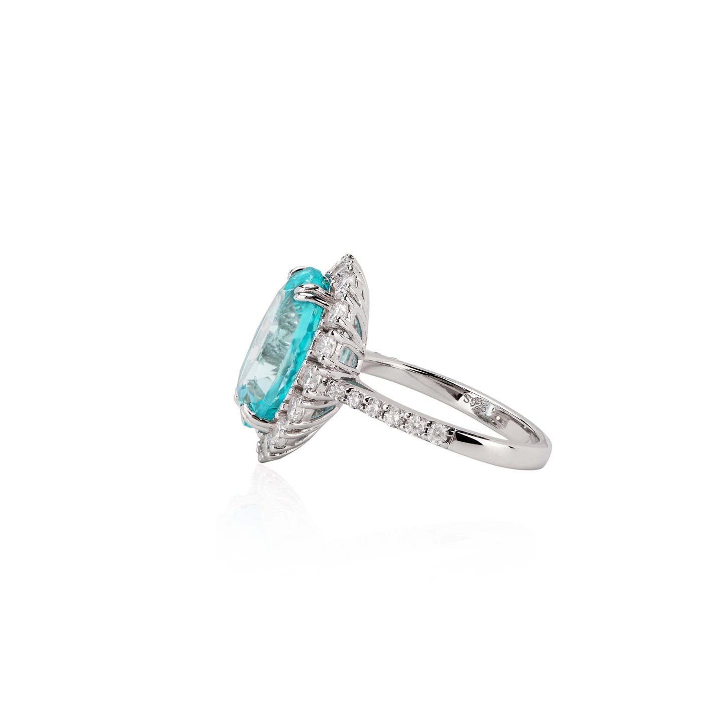 oval paraiba tourmaline ring 10.19ct,neon blue halo engagement ring,18k white gold plated sterling silver,promise anniversary gift for her