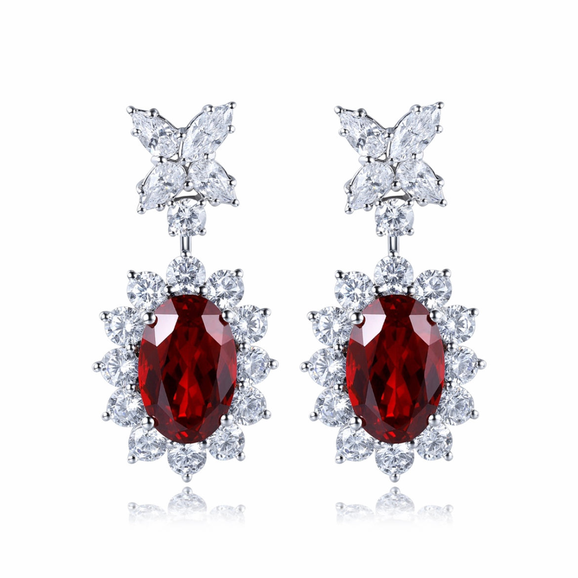 s925 sterling silver lab cobalt spinel/paraiba/emerald/sapphire/ruby & cz diamond earrings