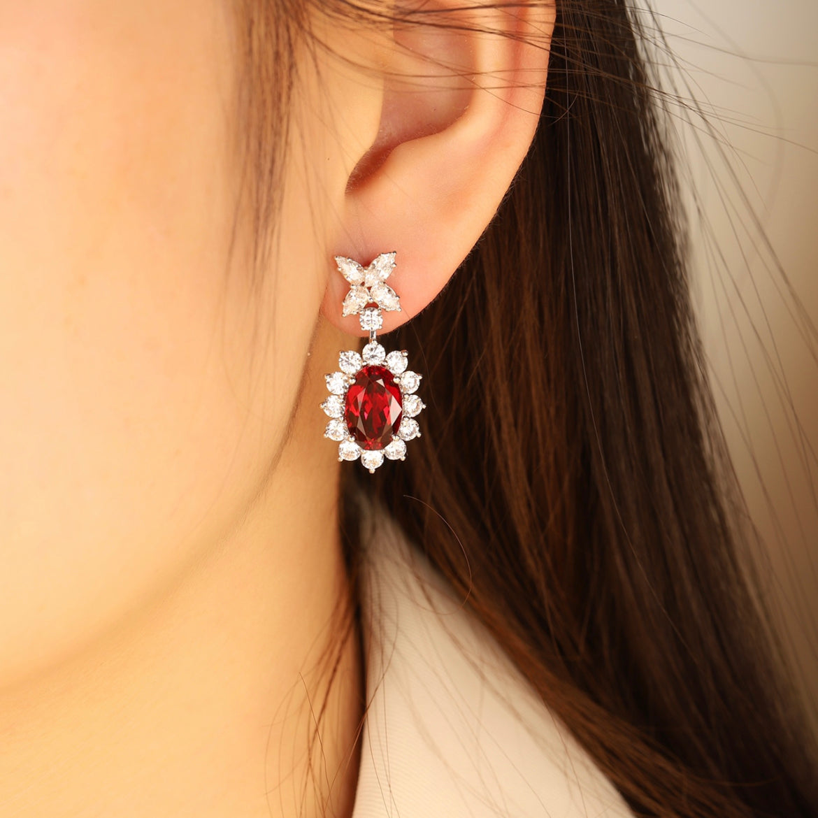 s925 sterling silver lab cobalt spinel/paraiba/emerald/sapphire/ruby & cz diamond earrings