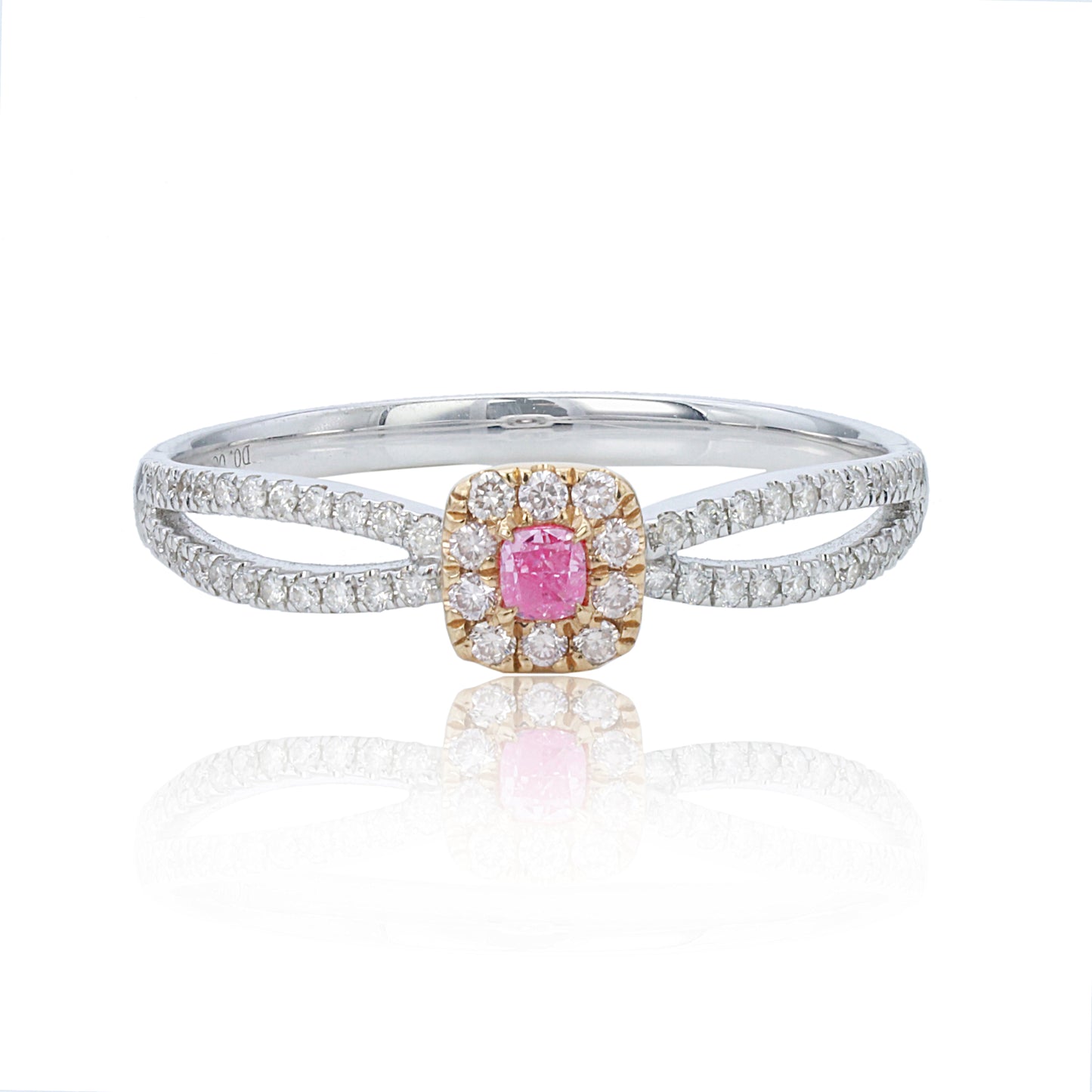 14/18k gold0.29 ctw fancy pink diamond & diamond ring