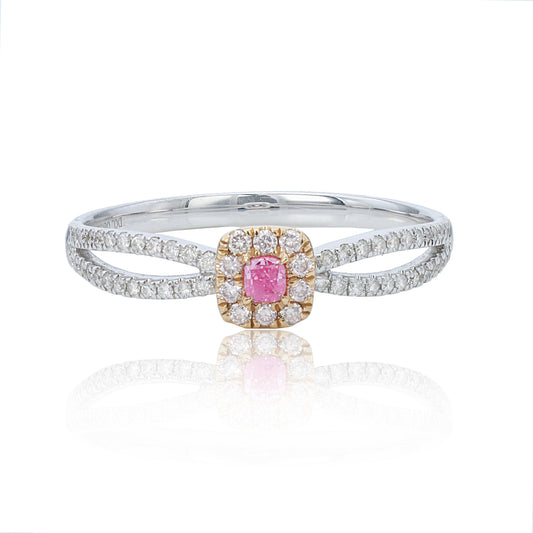 14/18K GOLD0.29 CTW FANCY PINK DIAMOND & DIAMOND RING