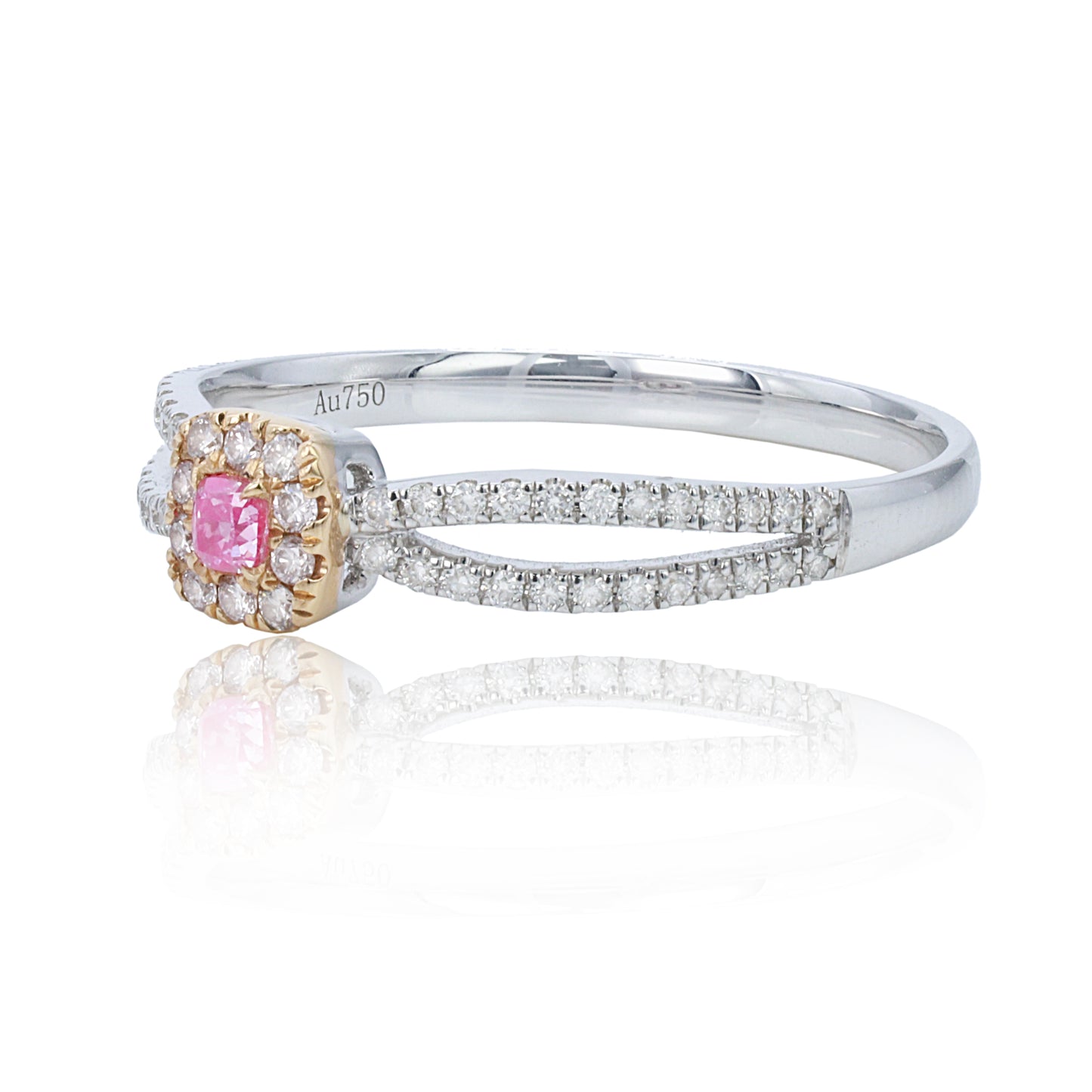 14/18k gold0.29 ctw fancy pink diamond & diamond ring