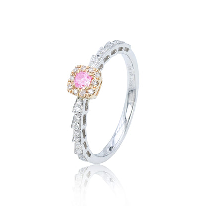 14/18K GOLD 0.19 CTW FANCY PINK DIAMOND & DIAMOND RING