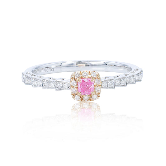 14/18K GOLD 0.19 CTW FANCY PINK DIAMOND & DIAMOND RING